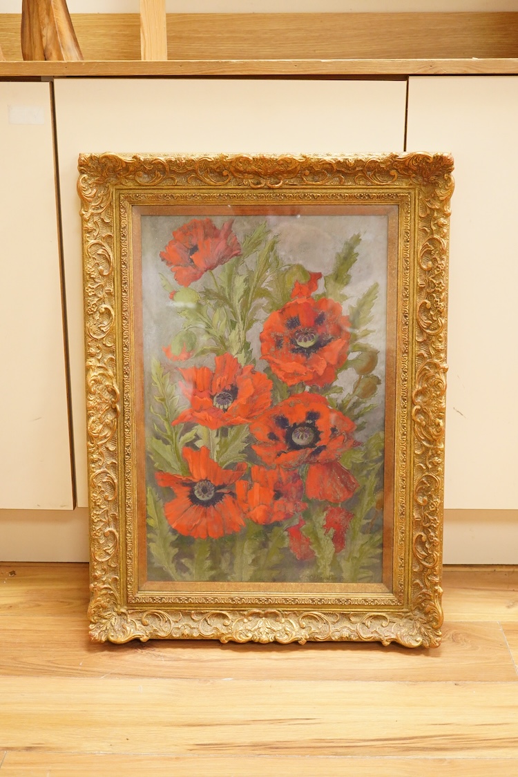 E.P. Hamilton (19th/20th century), Still life study of poppies, 1892, signed and dated lower right, watercolour, ornate gilt framed, 54 x 34cm